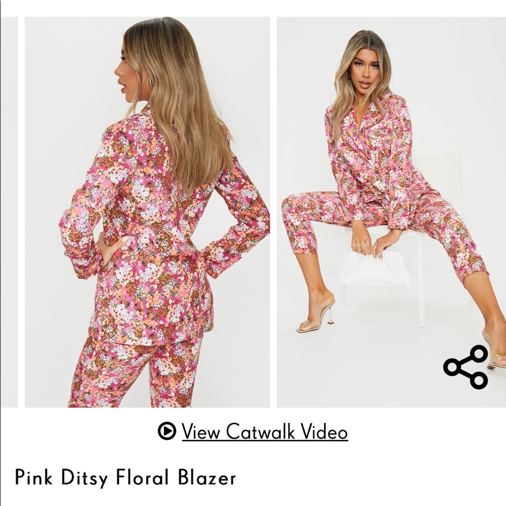 PRETTY LITTLE THINGS Pink Ditsy Floral SZ L